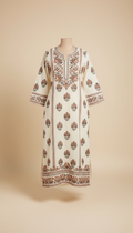 Ivory Embroidered Cotton Kurti
