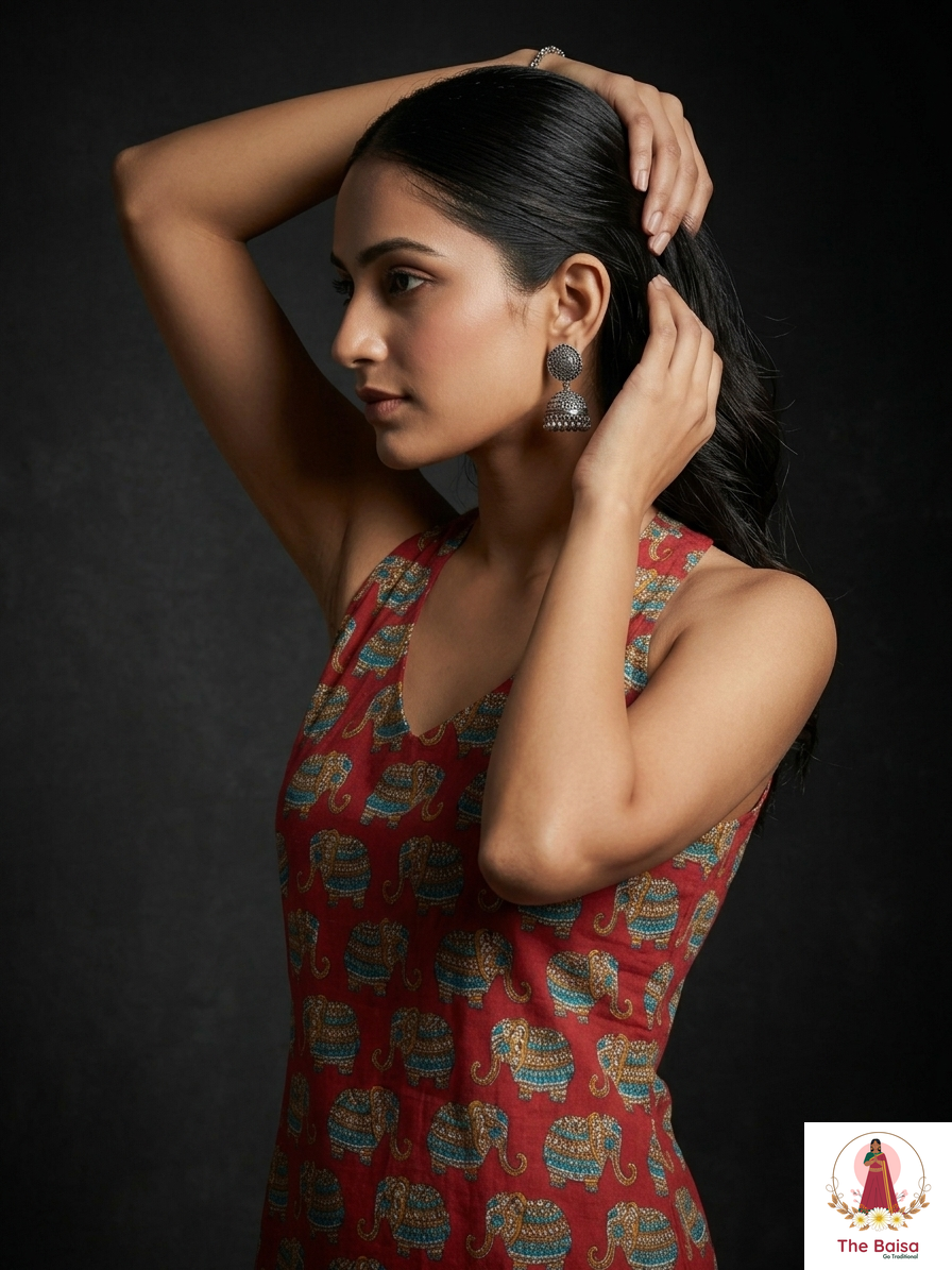 Boho Elephant-Print Halter Top