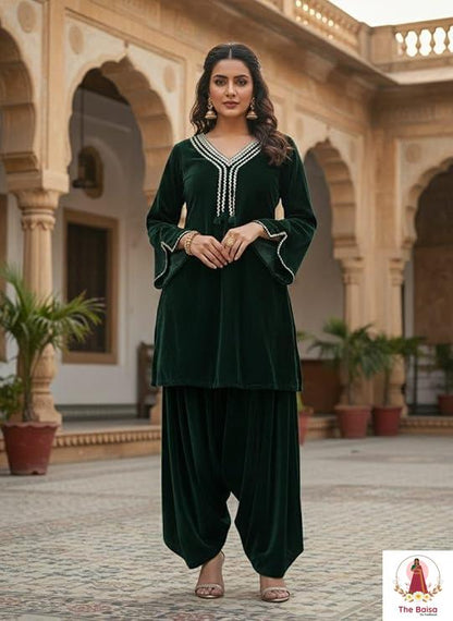 Velvet Kurta & Dhoti Salwar Set