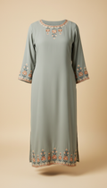 Sage Grey Georgette Straight-Fit Kurti