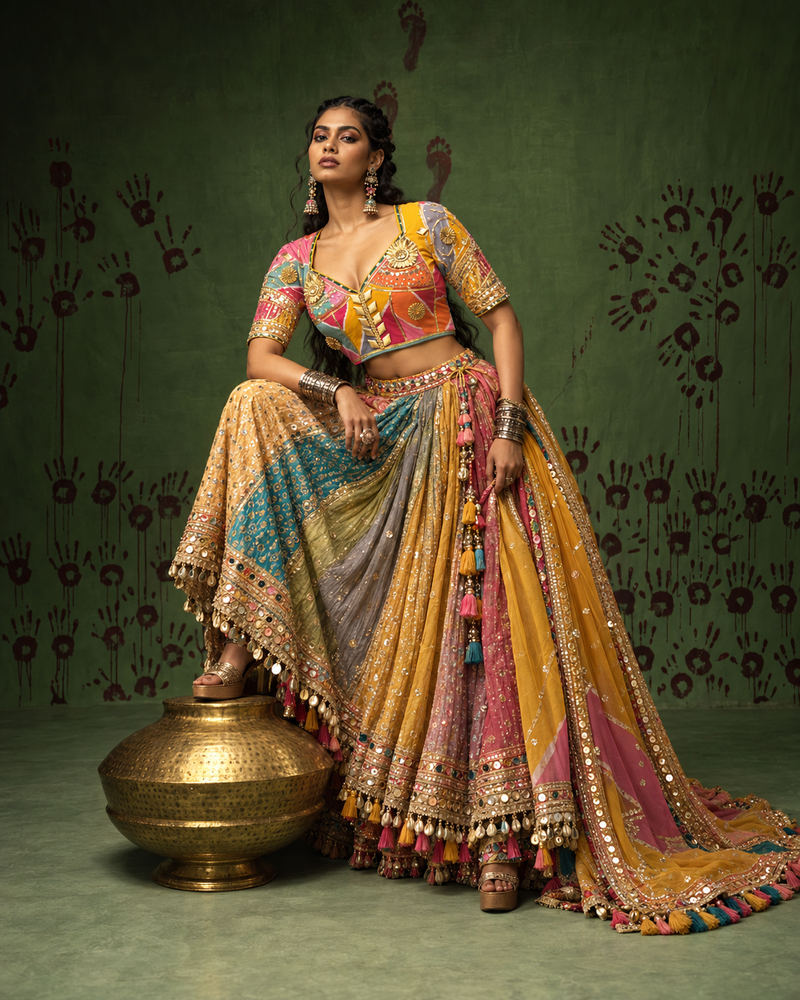 Multicolour Gota Patti Rajasthani Aangi Blouse