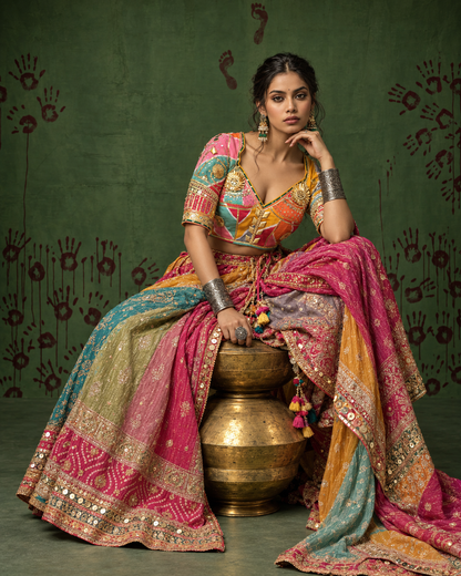 Multicolour Gota Patti Rajasthani Aangi Blouse