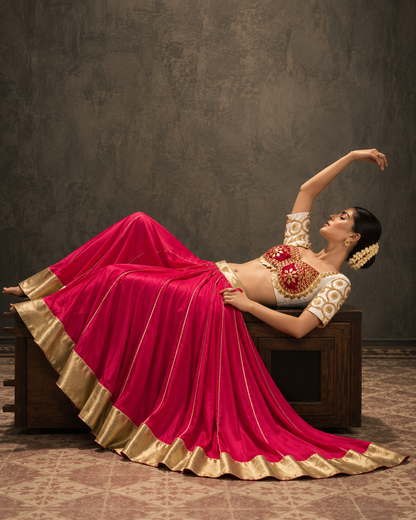 Women's Rani Pink Lehenga with Gota Patti Blouse | The Baisa