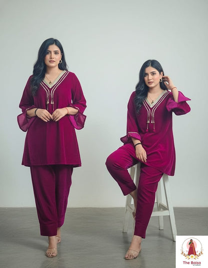 Velvet Kurta & Dhoti Salwar Set